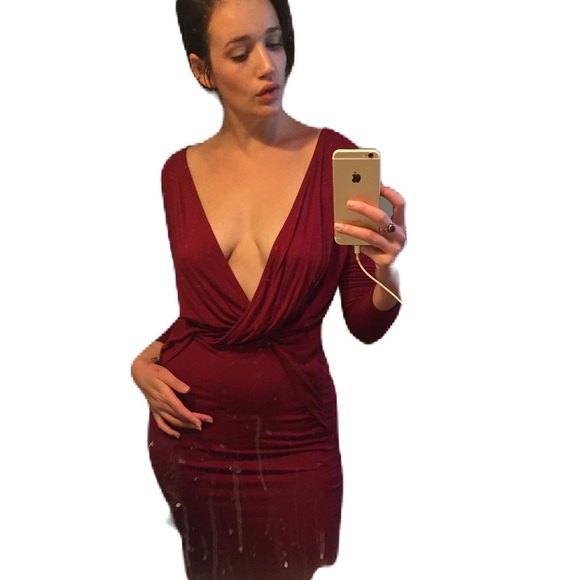 Blood red urban outfitters from slit mid length dress size M - Picture 2 of 4